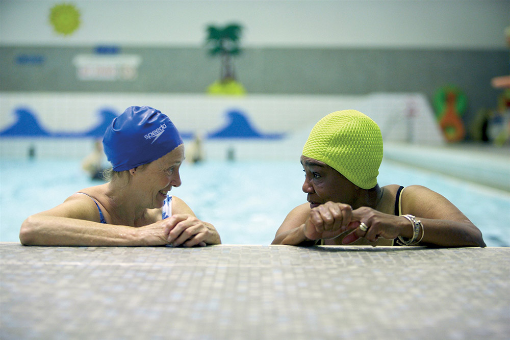 Two ladies in a swimming pool 