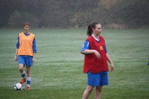 Two female football players