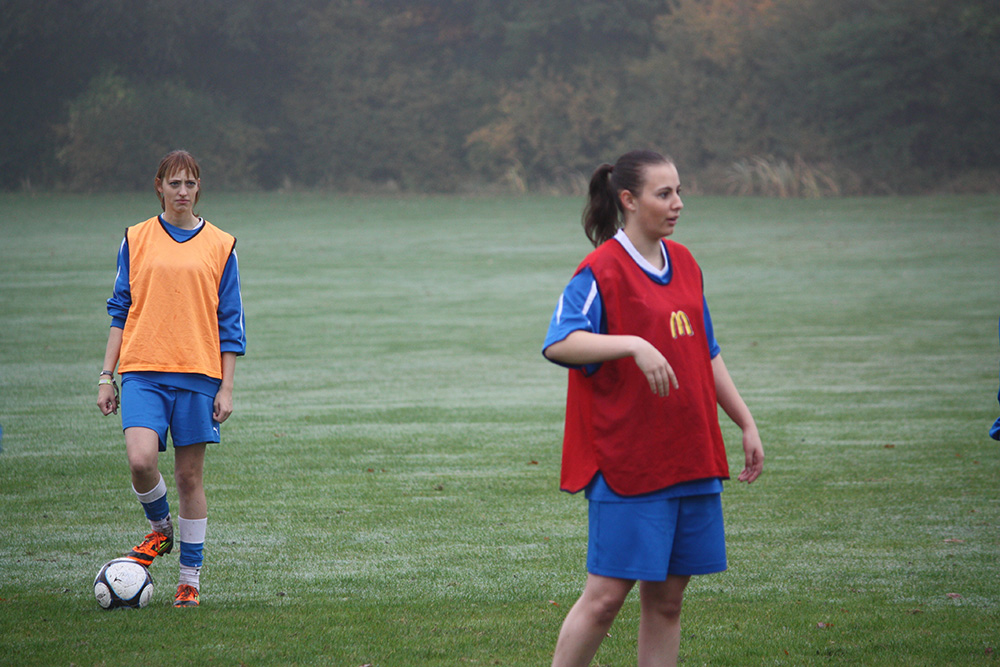 Two female football players 